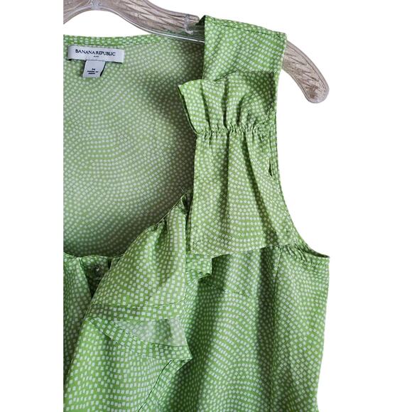 BANANA REPUBLIC Women M Blouse Sleeveless Ruffles Button Up Lime Green Bust 36" - Picture 4 of 7